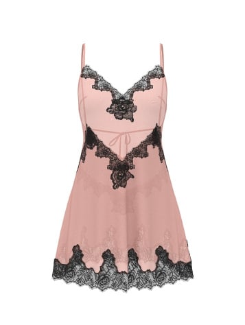 Chiffon Rose Lace-Trim Mini Slip Dress