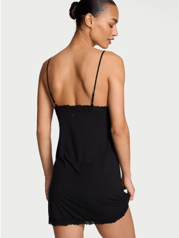 Sosoft™ Modal Lace-Trim Tie-Front Slip Dress