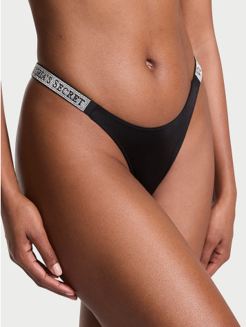 Logo Shine Strap Thong Panty