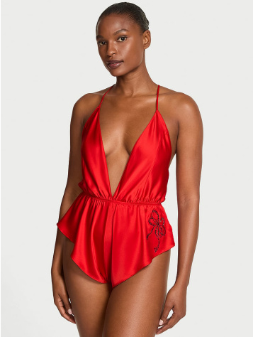 Satin Sparkle Bow Flutter Romper