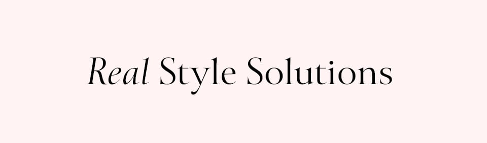Real style soulution black text on a pale baby pink background